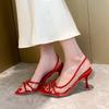 Womens High Heel Sandals Summer Transparent Heels Luxury Rhinestone Strap Slingbacks Female Sexy Wedding Sandal
