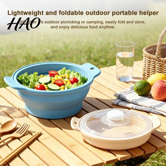 High Temperature Safe Kitchen Tool Foldable Silicone Microwave Steamer, Collapsible Steamer Bowl, Food Preparation Accessory Heat-Resistant Food-Grade
