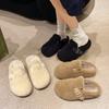Мягкие стельки Тедди Меховые мюли-сабо для женщин зимние теплые плюшевые сандалии-слайды женские брендовые пушистые туфли