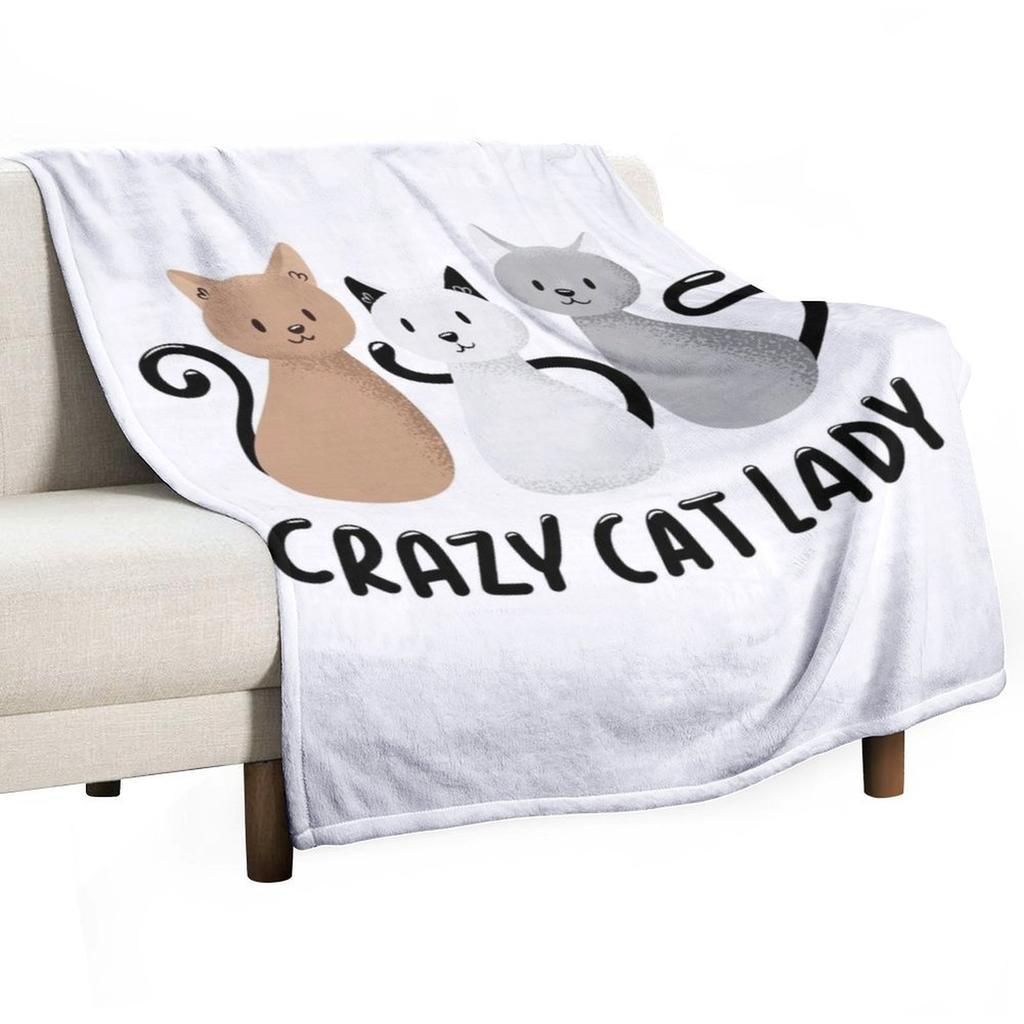 Crazy Cats Lady Throw Blanket funny gift Multi-Purpose Winter beds for winter Blankets