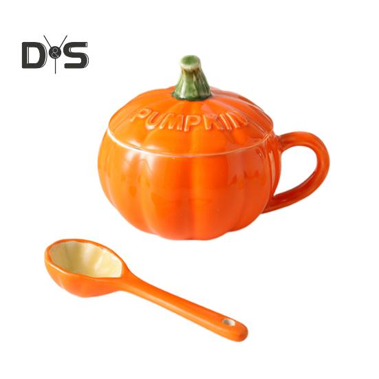 300 мл Тыквенная кружка с крышкой Осенняя кофейная кружка Кружки на День благодарения Тыквенная керамическая кофейная кружка Милые чашки для чая и кофе на день рождения Жены Мамы Девочки Друзья