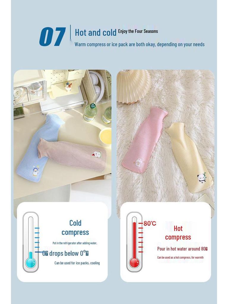 Portable Hot Water Bottle Hand Warmer - Long, Washable, Explosion-Proof, Available In Large & Small Sizes