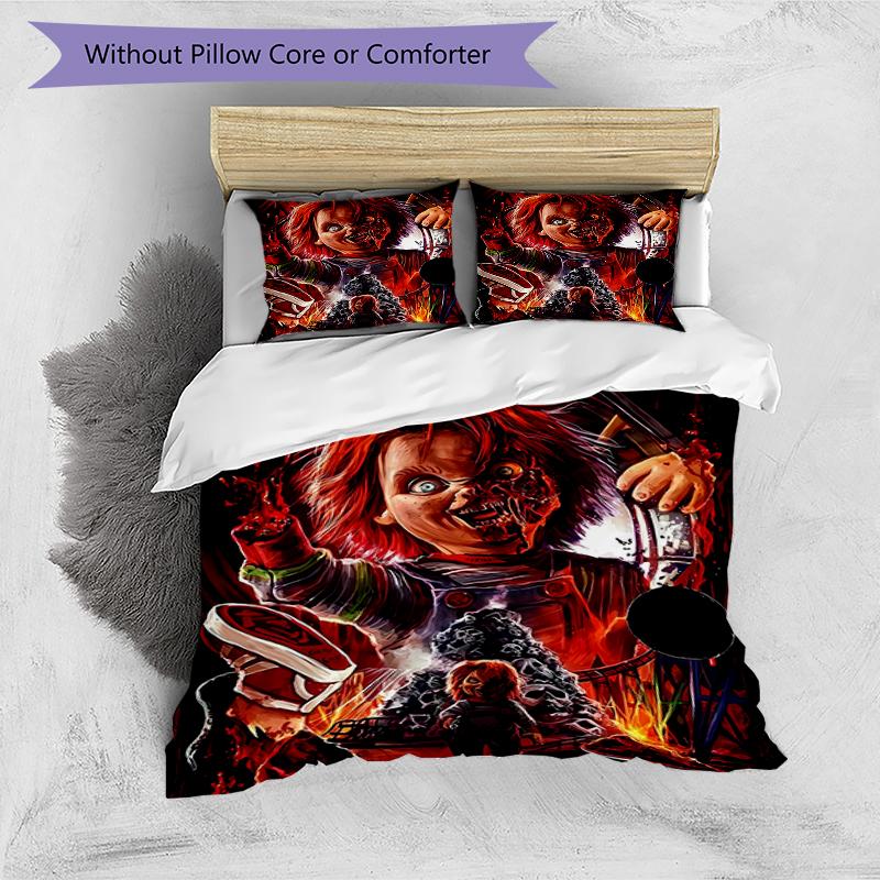 3pcs Chucky1 Design Cover Set - HD Printed Bedding with 1 Cover and 2 Pillowcases - Perfect for Home and Dorm Decor