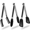 LMETJMA 3 In 1 Silicone Kitchen Cooking Tongs Set Stainless Steel Nonstick Food Tongs with Silicone Tips BBQ Grilling Tong JT303