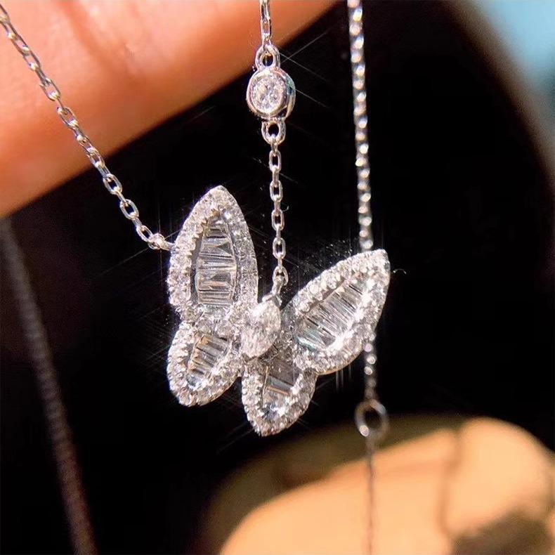 Изысканное колье-подвеска с бриллиантами в виде бабочки - Женская роскошная модная цепочка для ключицы