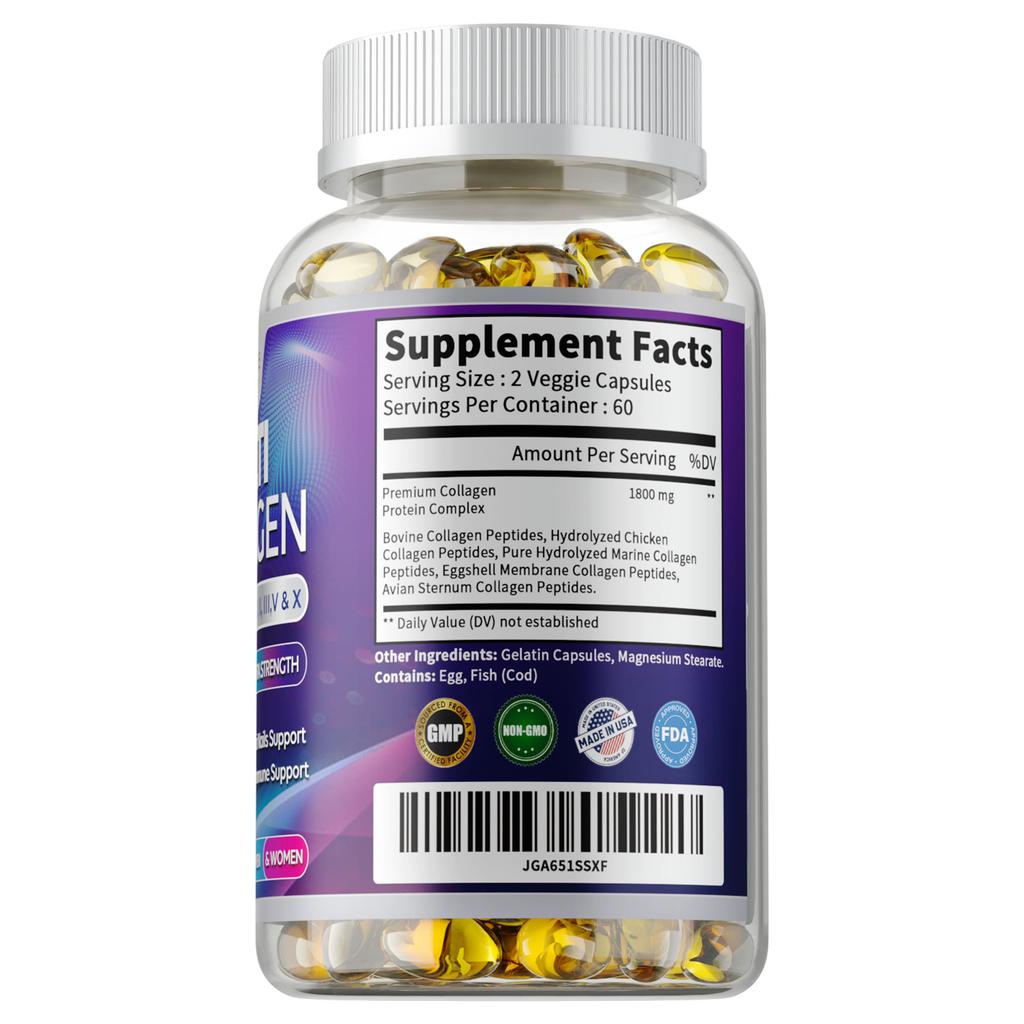 Pslalae Collagen Softgels, a natural hydrolyzed collagen peptide supplement, support hair, skin, nail, and joint health.