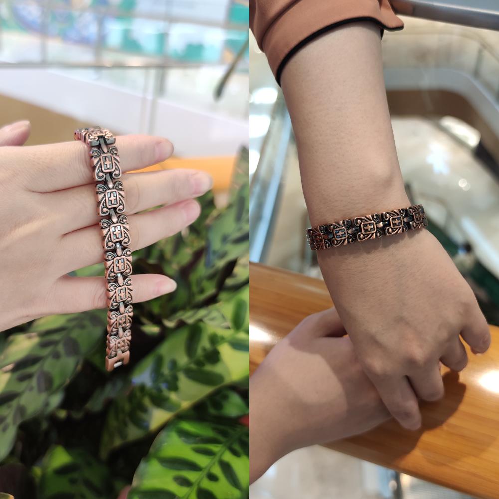 Ikuinen Магнитный медный браслет для женщин Крест 12 мм Магнитный браслет Преимущества Винтажный магнитный браслет из чистой меди