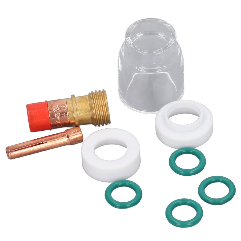 Набор из 9 предметов Аксессуары для TIG-сварочной горелки Цанга Газовая линза Стеклянная чашка Прокладка Уплотнительное кольцо Сварочная горелка