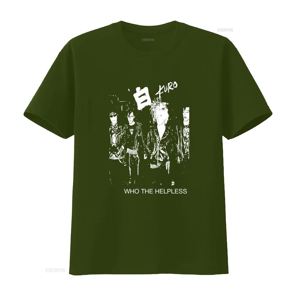 Kuro Who The Helpless Punk Rock Band Print T Shirt for Men Stylish and Edgy Design vintage Washed Versatile Casual