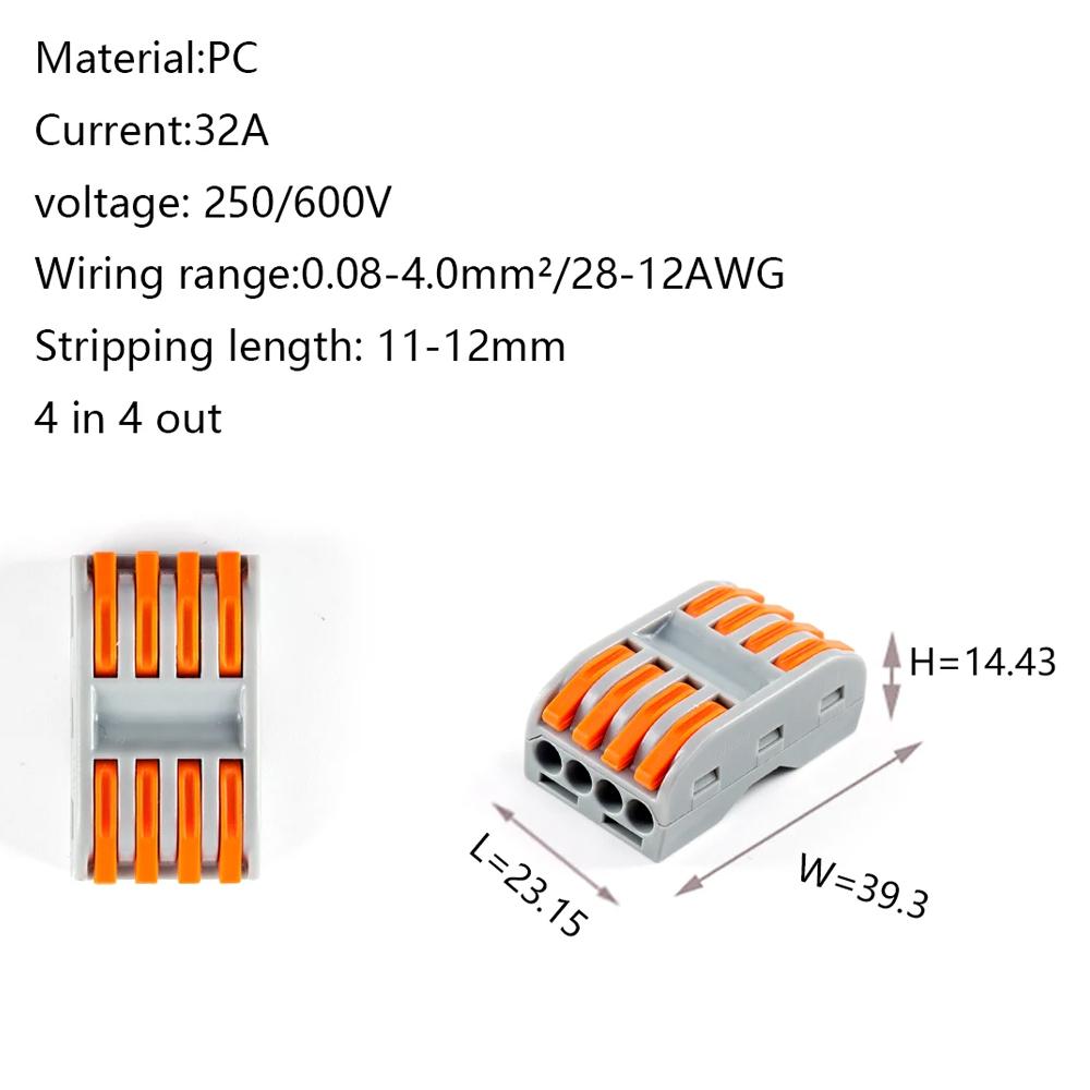 10 шт. Мини-мини быстрый проводной соединитель PCT-221/222/223/224/225 Универсальные компактные электрические вставные соединители Быстрая клеммная колодка