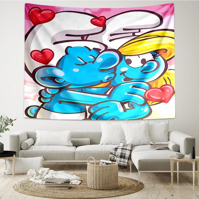 Blue Smur-f Characters Tapestry, Unique Design Tapestry, Wall Decor for Bedroom,Livingroom, Playroom,Heartwarming Fan Holiday Gifts