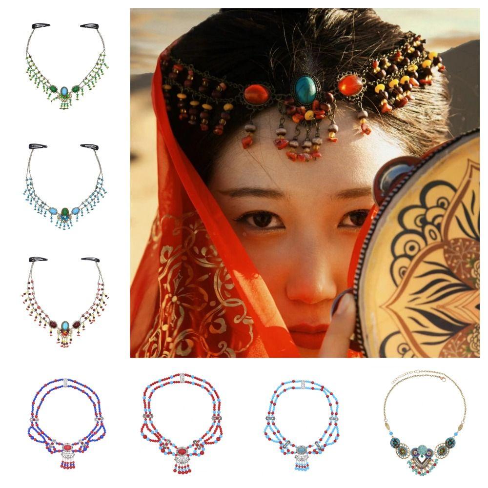 Винтажные повязки на голову, женская цепочка на голову, цепочка на лоб, головные уборы Ханфу, подарки для девочек