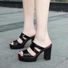 2024 Ashion Обувь Сандалии Женские Летние Открытый Носок Платформа Шнуровка Черный Высокий Каблук Пип-Толстый Каблук 35-40