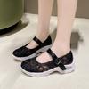 Summer Sandals Designer Sneakers for Women Cushion Thick Sole Platform Casual Shoes Fashion Buckle Sequins Lace Mesh Thin Shoes