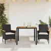 VidaXL Garden Dining Set and Cushions 3 Pcs Black Rattan Acacia, Outdoor Dining Set, Furniture of 3278627