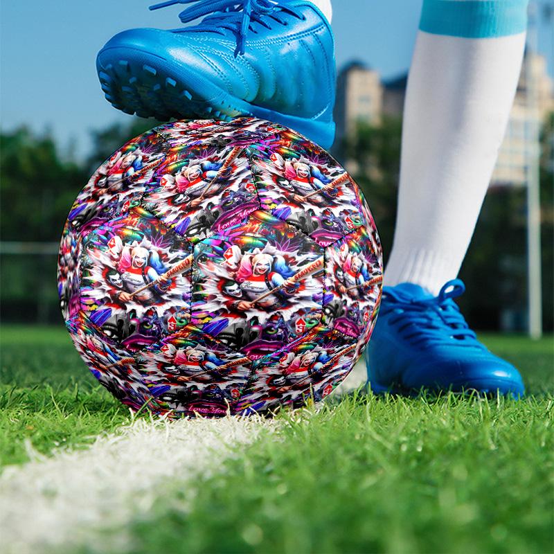 Harley Quinn Joker Print Size 5 Soccer Ball, PU Wear Resistant Football for Match Training and Daily Practice, Birthday Gift for Soccer Fans