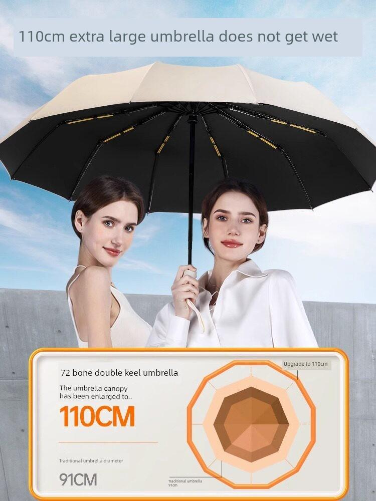 Fully Automatic Umbrella for Men, Dual-Purpose for Sun and Rain, Large Folding Sun Umbrella for Women, Storm-Resistant Umbrella, Sunshade Umbrella