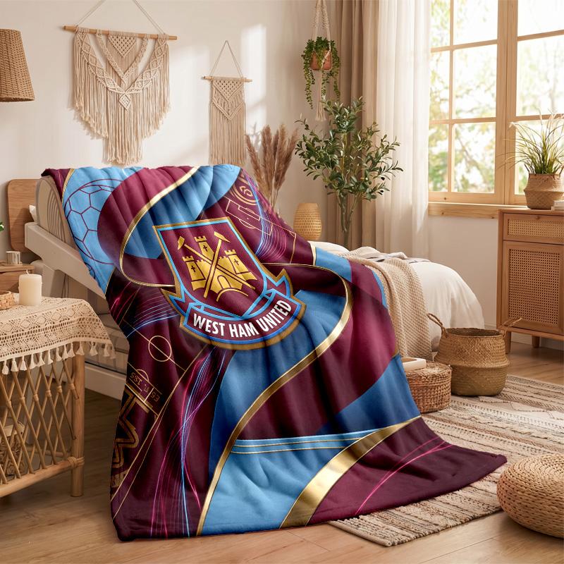 West Ham United Football Print Flannel Blanket Soft Warm Sofa Bed Throw Blanket For Home Office Bedroom