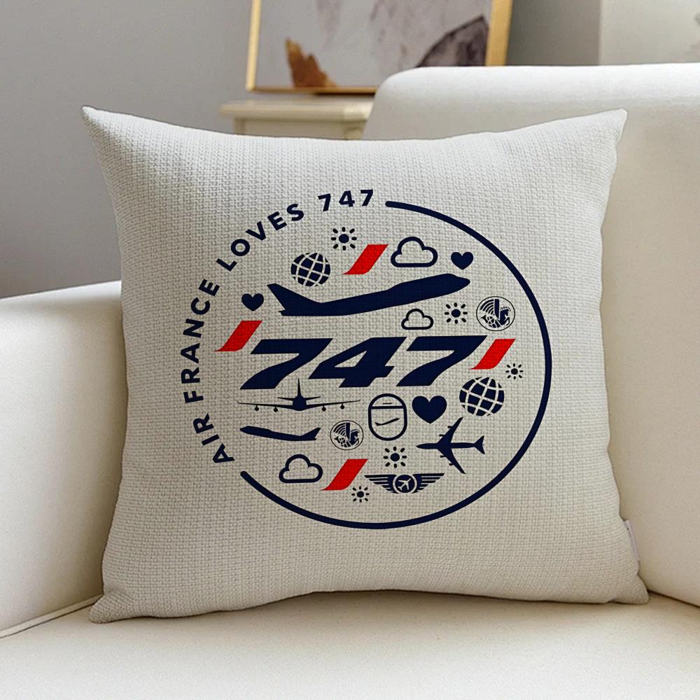 A-Air F-France Cushion Cover Natural Linen Pillowcase Set, All-In-One Decor For Sofa, Bedroom & Chair