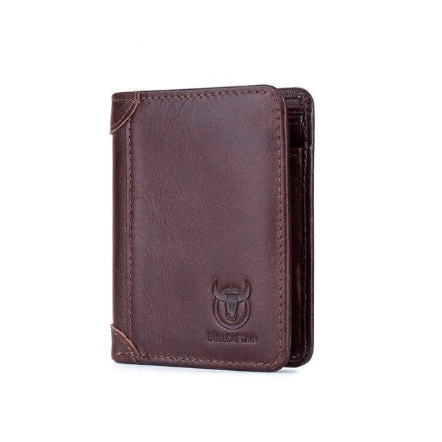 BULLCAPTAIN Genuine Leather Men Wallet Vintage Purse Card Holder Natural Leather Short Men Wallets Dollar Price Male Purse Gift
