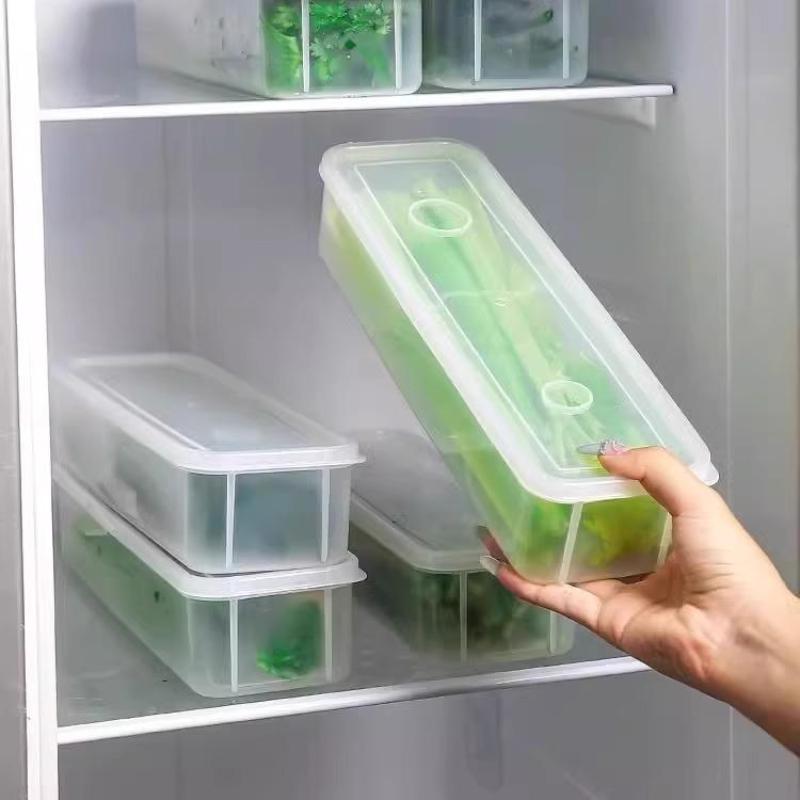 Кухонные длинные прямоугольные контейнеры для хранения продуктов, пластиковые многоразовые коробки-органайзеры для холодильника