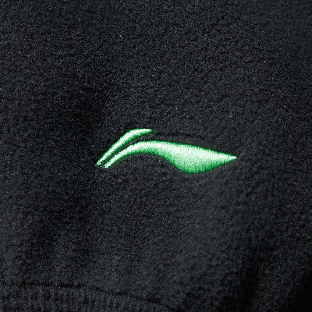 Li-Ning Comfortable Color Block Hooded Pullover Fleece Sweatshirt Women Sweatshirt Black AWDU554-4