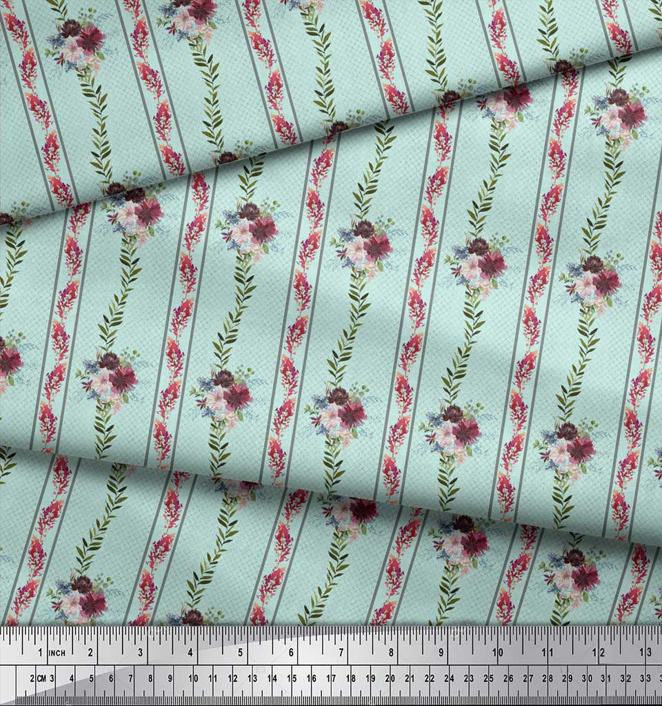 Soimoi Синяя поли креповая ткань с принтом листьев пепла и хризантемы, метр 42 дюйма