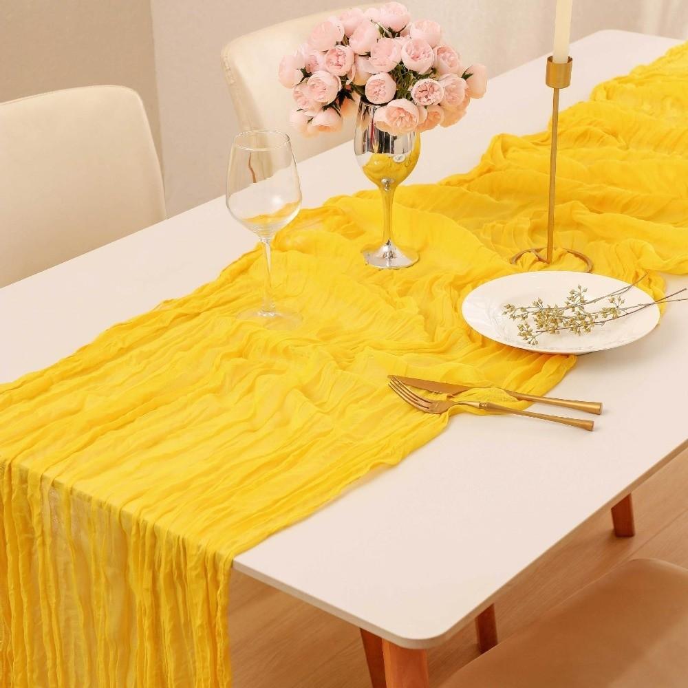 Gift Semi Sheer Cheesecloth Table Runner 35×70 Inch Polyester Gauze Table Cloth Boho Table Decorations Wedding
