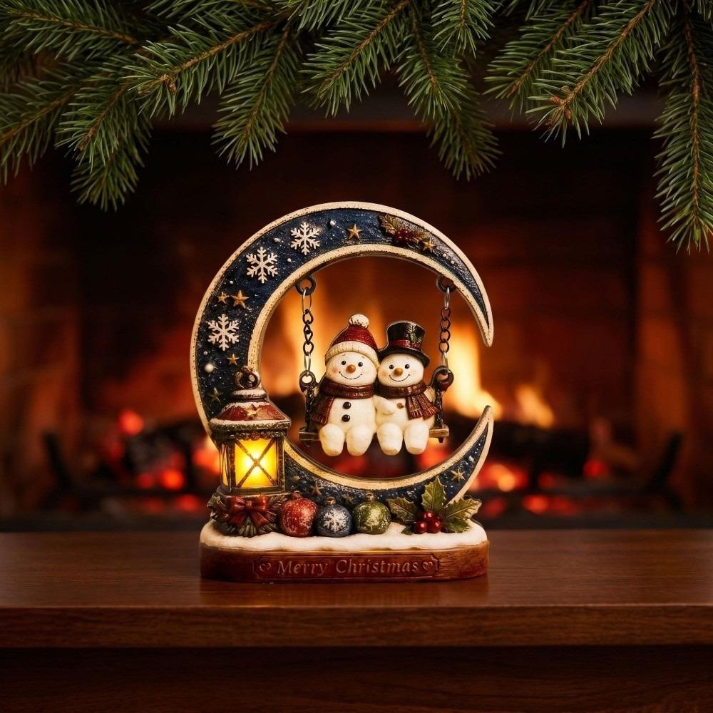 Snowman Deer Christmas Ornaments Wooden Swing Santa Claus Decoration Winter Holiday