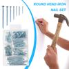 280pcs Nails Set Iron Round Nails Woodworking Accssories  240 PCS Assortment Nails Brad Nails Round Nail Set Kit (Silver)