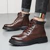 Мужские ботинки Martin из натуральной кожи — высокие, теплые, в британском стиле, рабочие ботинки из коровьей кожи на осень/зиму с бархатом.
