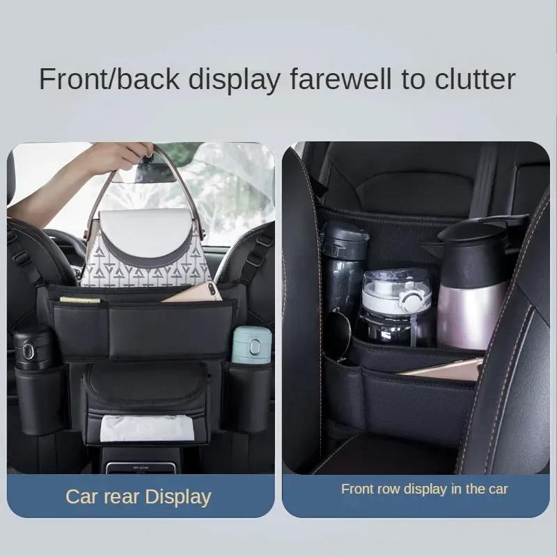 Car Leather Pocket Storage Organizer Car Seat Middle Hanger Storage Bag Tote Bag Paper Towel Bottle Pocket