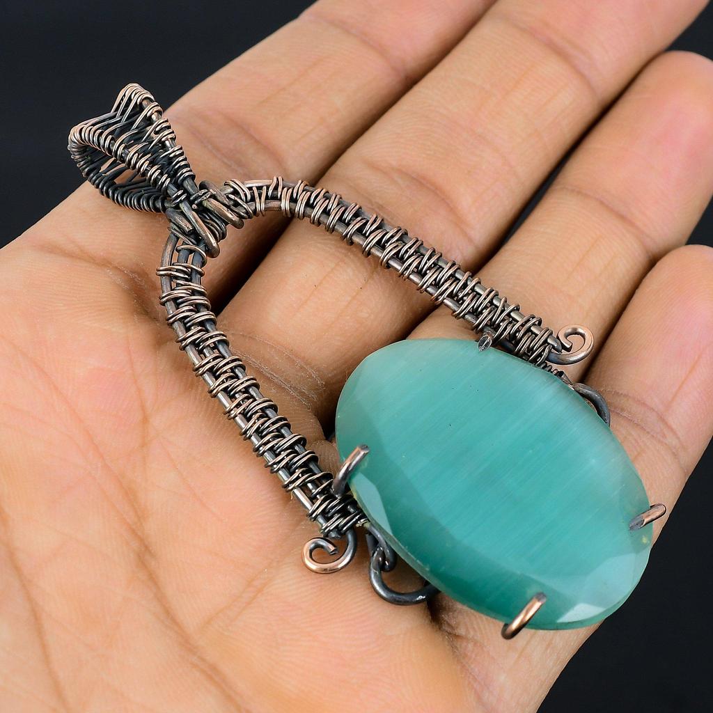 Monalisa Pendant, 999 Copper Wire Wrapped Pendant Handmade Gemstone Jewelry, Gifts For Wife Brand New Pendant