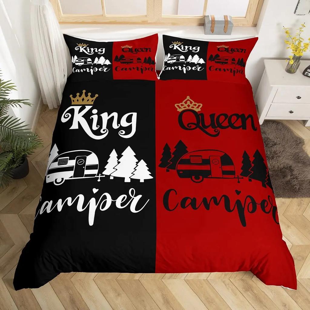 Couple Black And White King Queen Duvet Cover Mr And Mrs Gifts Bedding Set Red Lips Quilt Cover 2/3Pcs Polyester Comforter Cover