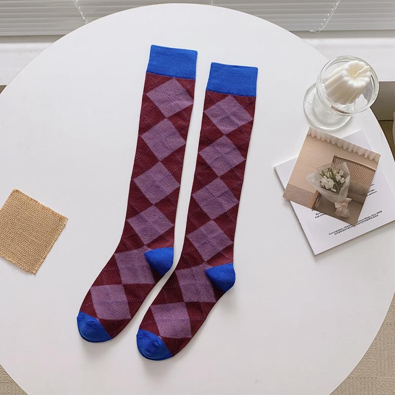 British Style Plaid Women Stockings Long Socks Japanese Style High School Students Thigh High Socks Girls Kawaii Cute Knee Socks