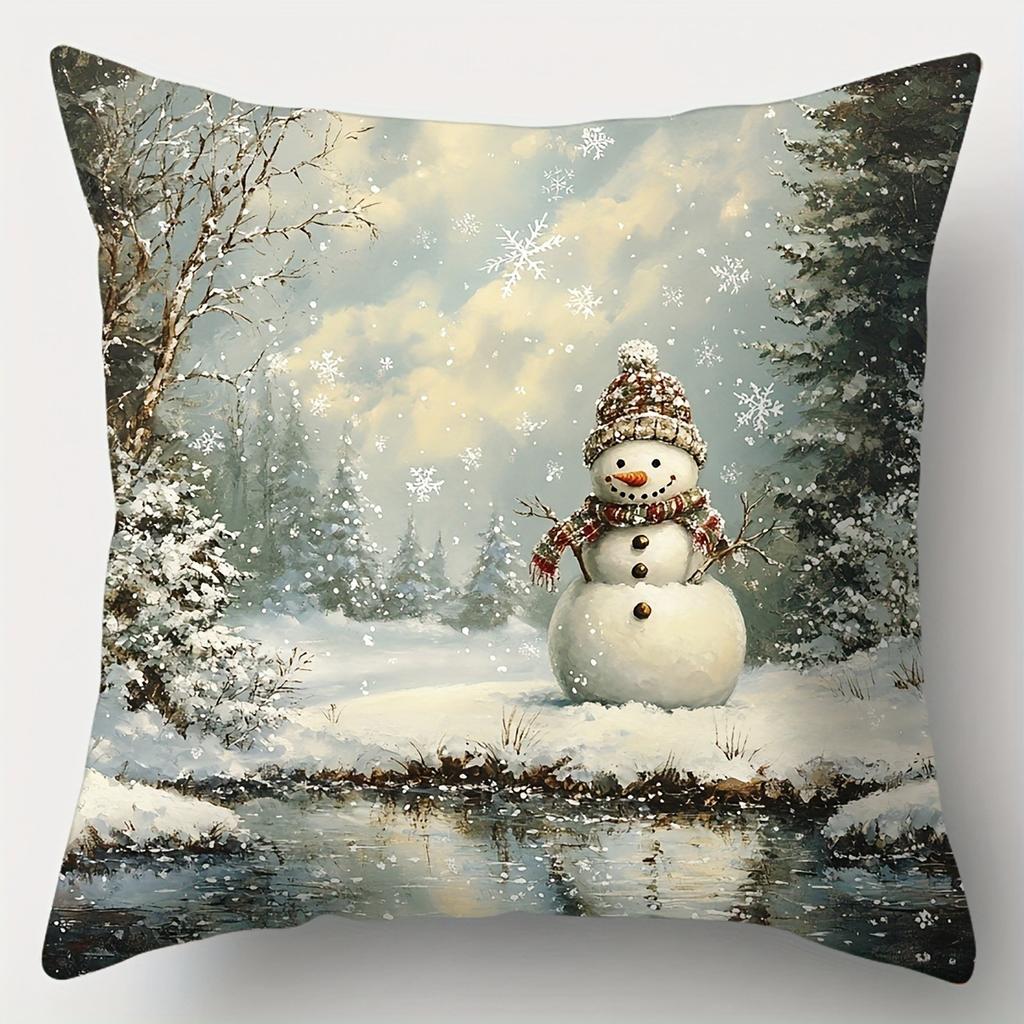 Домашний декор Снежные зимние сцены: Санта и Дизайн Домика Узор Наволочка Подходит Для Дивана Спальни Автомобиля
