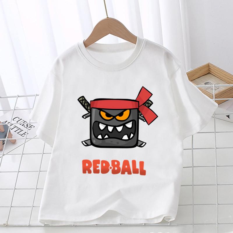 Забавная детская футболка с красным шариком и принтом 1–12 лет, летние топы для девочек, одежда для маленьких мальчиков, милая детская футболка с короткими рукавами с мультяшным рисунком
