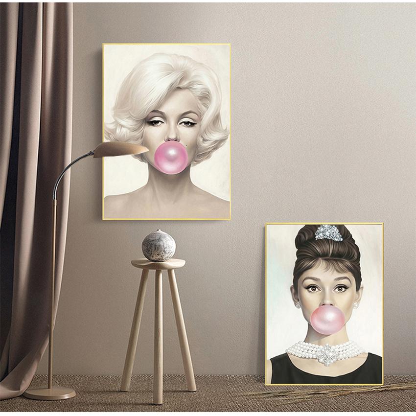 Prints Wall pictures For Living Room Decor Sexy Woman Girl Bubble Retro Art Canvas Painting Nordic Posters And