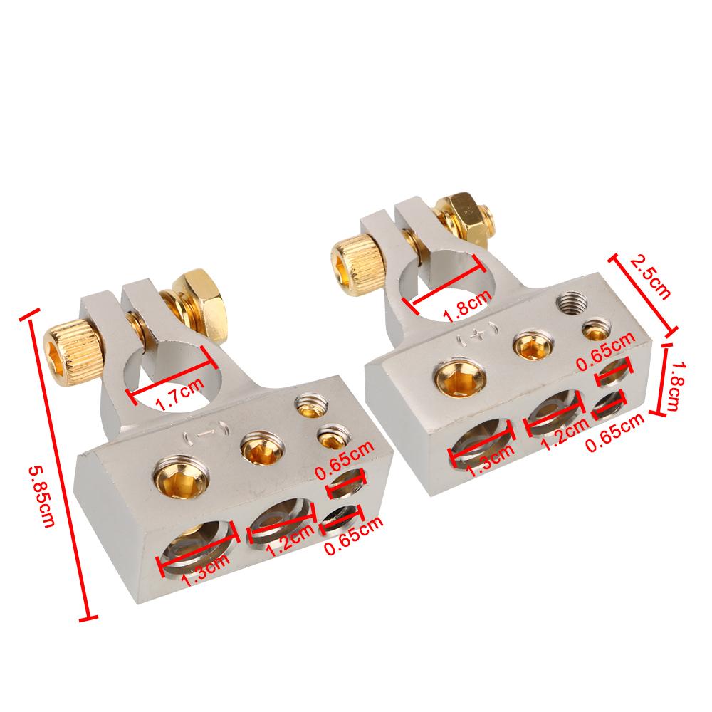 С 2 прозрачными крышками, прокладками, клеммами для автомобильного аккумулятора, 2 шт., калибр 0/2/4/8/10, автомобильные аксессуары, положительный и отрицательный полюса