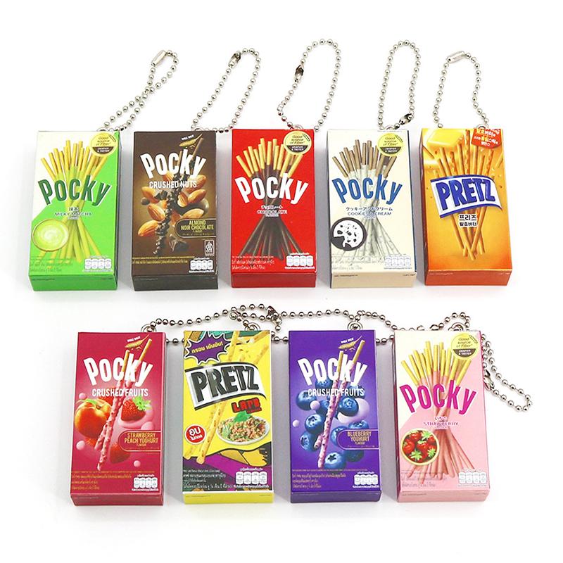 Cute Novelty Snacks Keychain For Women Girls Bag Pendant Trinket Car Key Ring Creative Simulated Biscuit Box Keychain Gifts