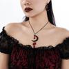 European & American Crescent Tassel Ruby Necklace: Halloween Crystal Drop Clavicle Chain