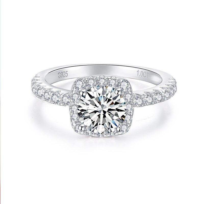 Moissanite Ring For Women 2ct Diamond 925 Sterling Silver White Gold Plated Proposal Rings Weddig Engagement Band Gifts