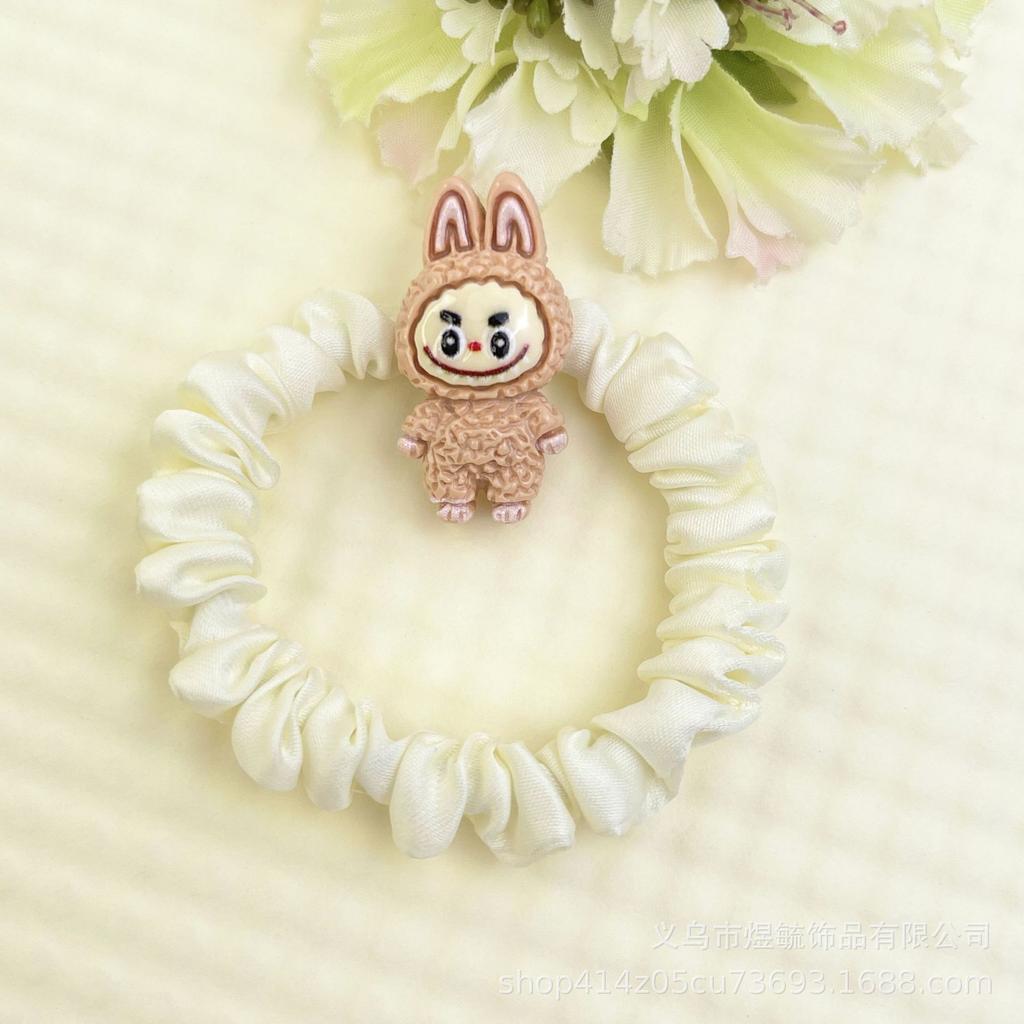 5 шт. Мультяшная резинка для волос Labubu молочно-белого цвета для женщин и детей