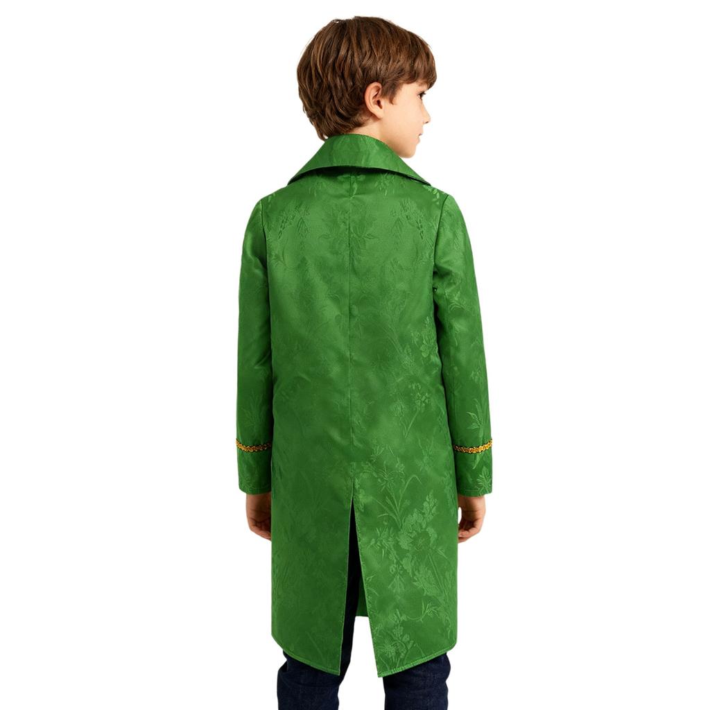 Boys Medieval Renaissance Victorian Jacket Turn Down Collar Long Sleeves Fake Two in One Lace Embroidery Tailcoat