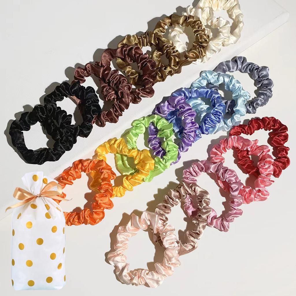 40PCS Satin Silk Hair Scrunchies Elastic Ponytail Holders Rubber Band For Hairband Hair Ties Ropes Wholesale Hair Accessories