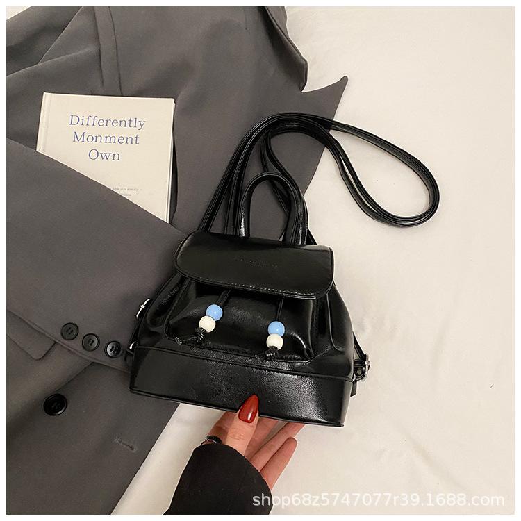 Trendy Korean Simple Backpack 2025 New Drawstring Pleated Women's Bag Going Out Travel Small Backpack