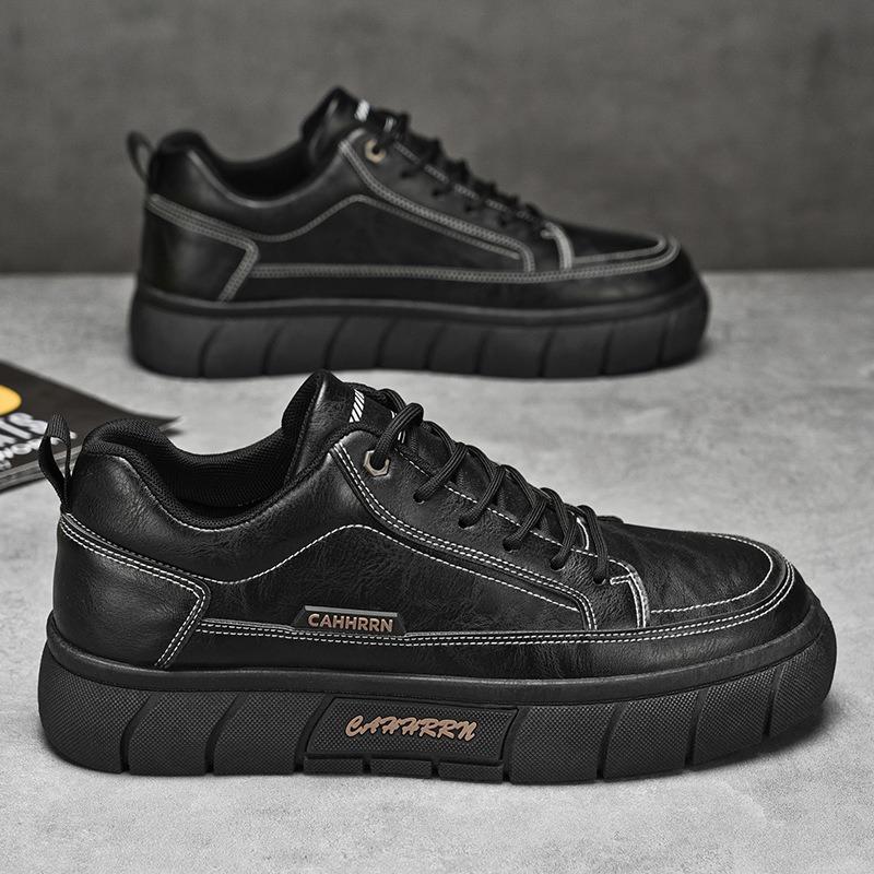 Men's Shoes Spring New Breathable Waterproof and Non-slip Shoes Men's Trend Versatile Black Leather Shoes Casual Sports Board Shoes Men's