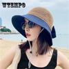 Woman Summer Hats with Sun Visor Straw Hat Hollow Fashion Bow Design Sun Hat Travel Mesh Bucket Hat