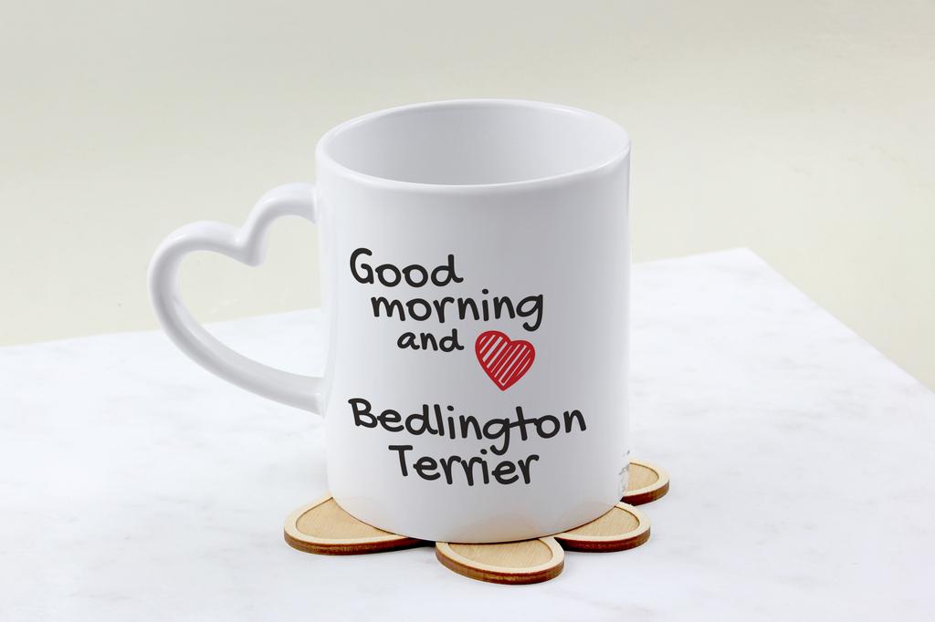 Bedlington Terrier, Rothbury Terrier, Rodbery Terrier - cup with a dog, adorable cup with a heart-shaped handle, universal gift from the Art-Dog brand
