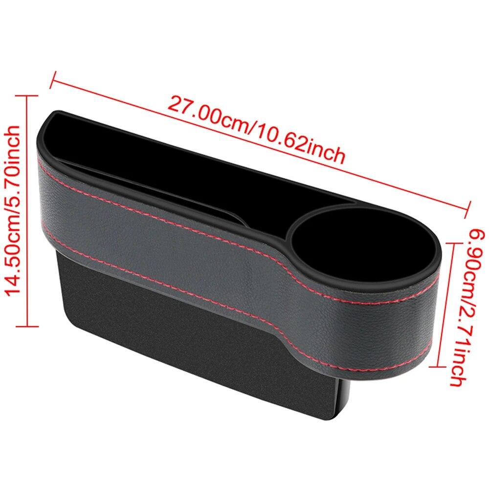 Leather Car Seat Gap Storage Box With Charging Hole Automobile Slit Box Phone Bottle Keys Holder